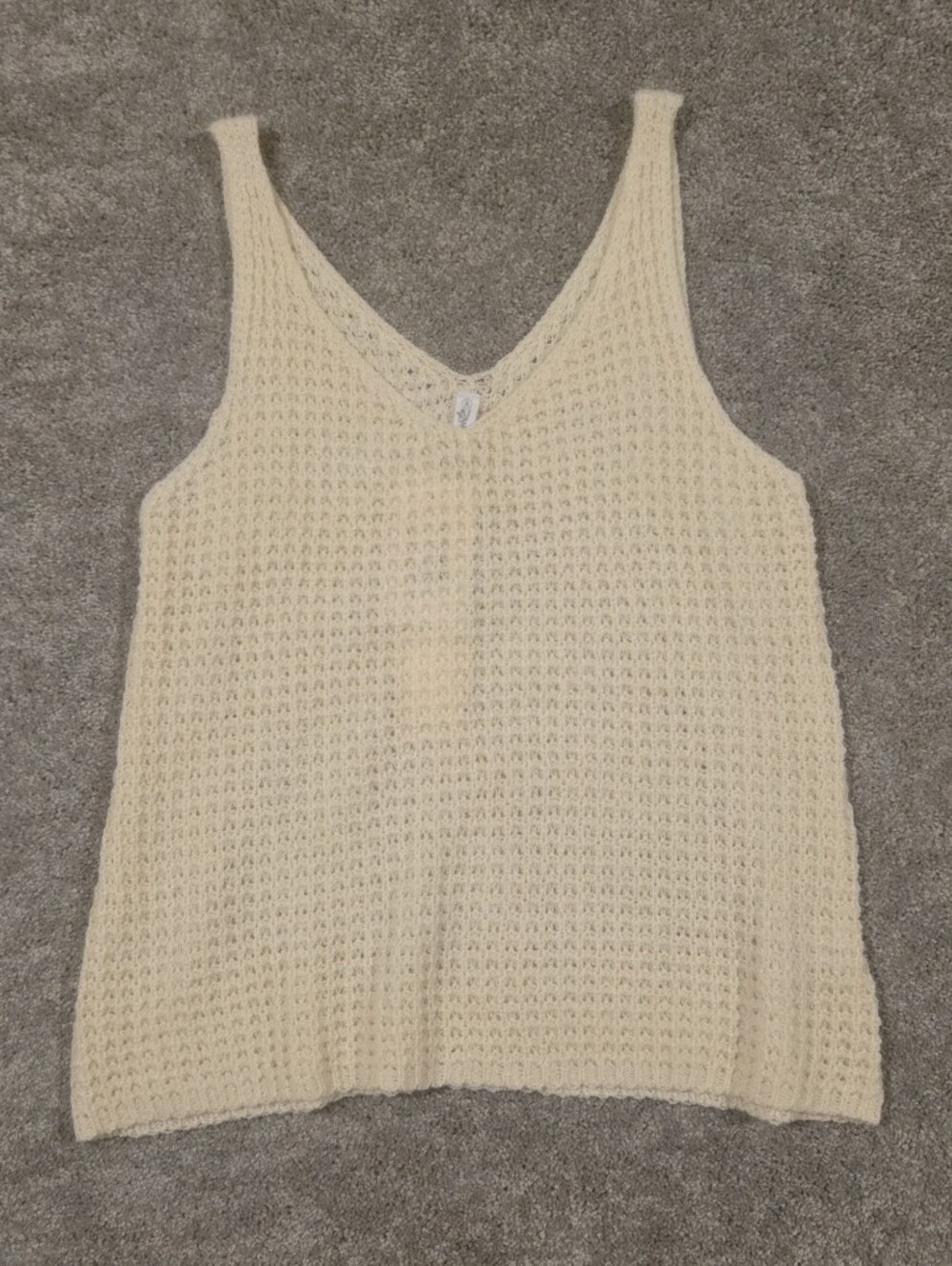 NWT Wishlist Chloe Crochet Knit V Neck Tank Top Natural Cream Small Boho